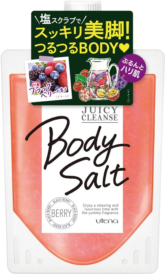 Подтягивающий солевой скраб для тела с экстрактами фруктов Utena Juicy Cleanse Body Salt Berry, 300 гр