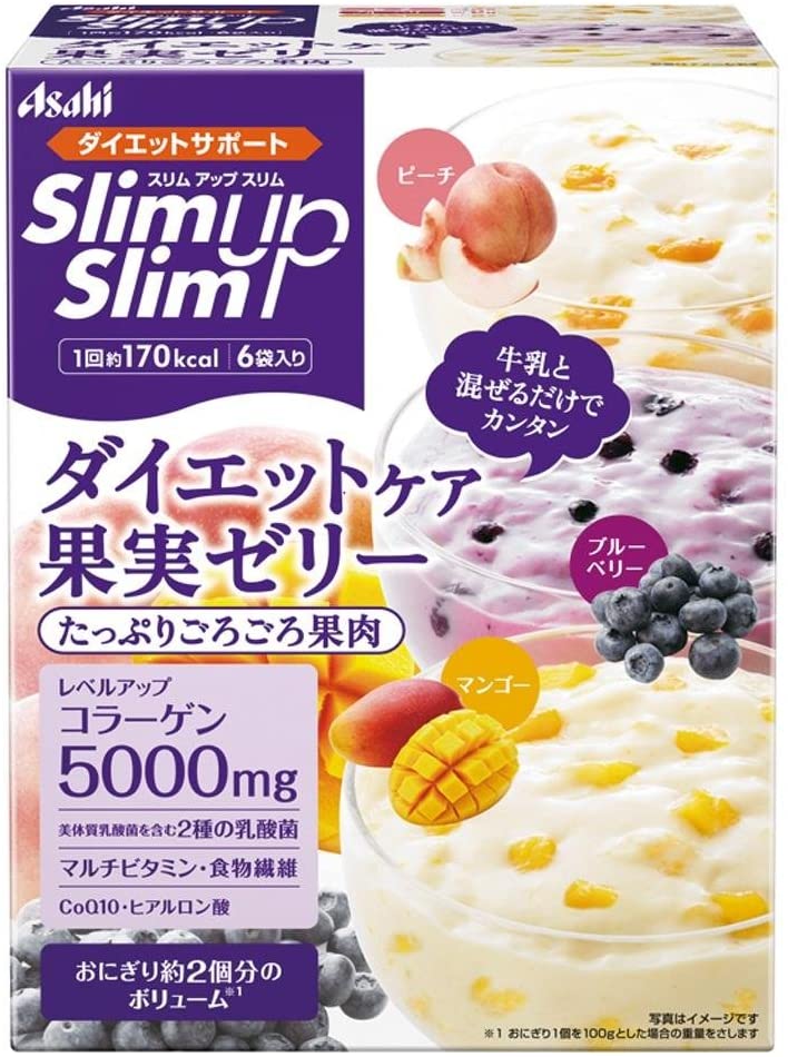 Витаминное фруктовое низкокалорийное желе Asahi Slim Up Slim Diet Care Fruit Jelly, 6 шт