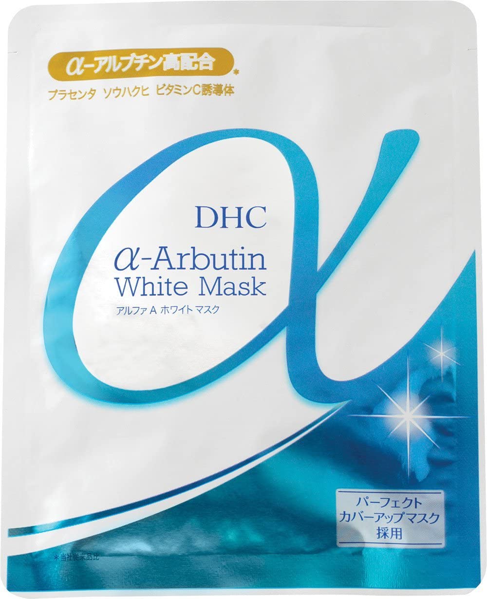 Отбеливающие маски с арбутином DHC Alpha A white mask, 5 листов