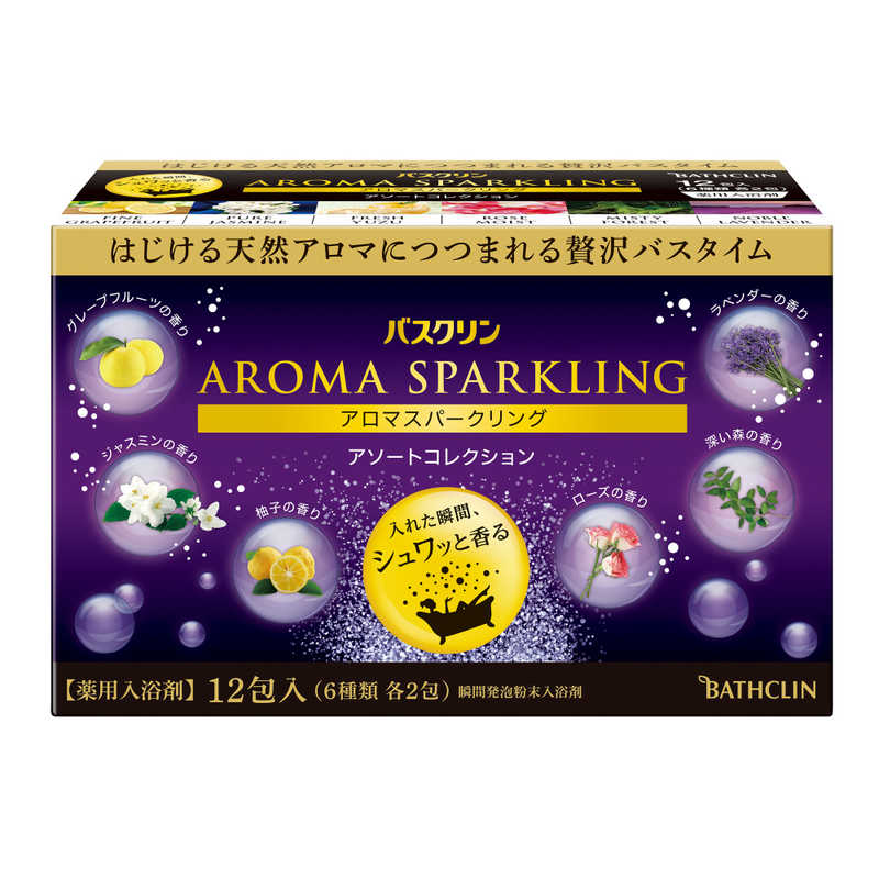 Соли для ванн с шестью ароматами Bathclin Aroma Sparkling Karada Plus Collection, 30 гр х 12 шт