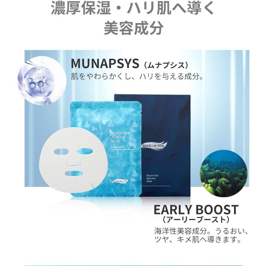 Увлажняющая маска для лица RECORE SERUM BIJOU DE MER Rejuve Face Renewal Mask, 30 мл х 4 шт