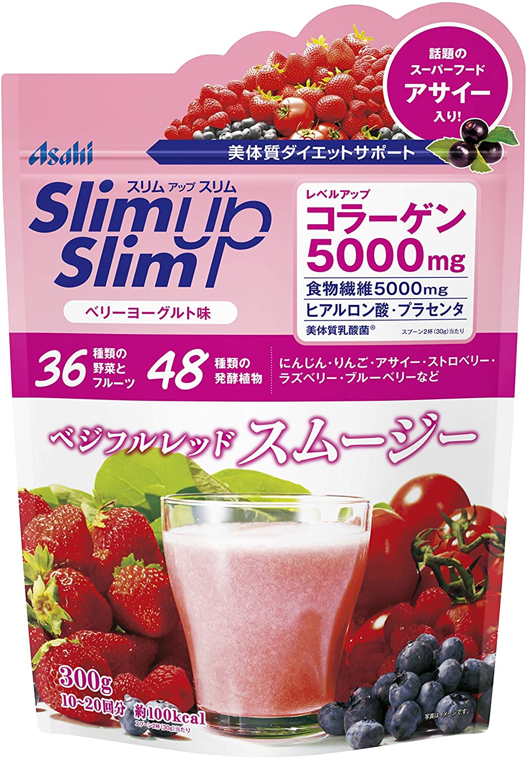 Протеиновый Slim Up Slim Asahi ягодный йогурт с коллагеном и плацентой, 300 гр