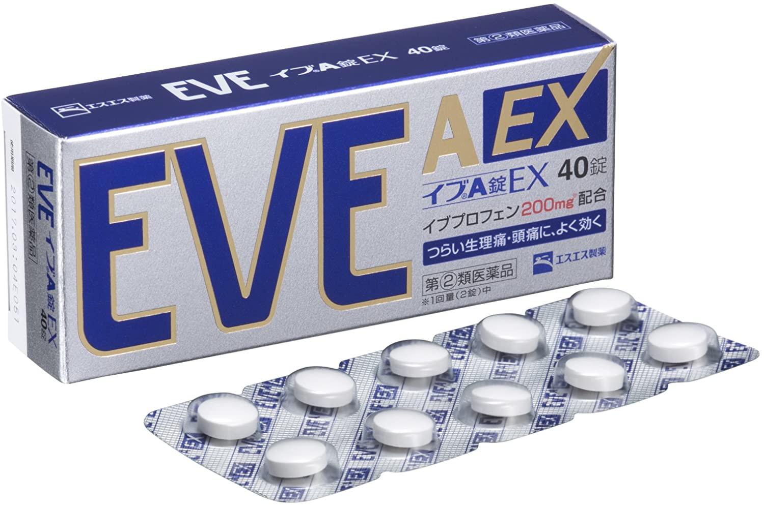 Обезболивающий препарат EVE A EX с усиленным обезболивающим эффектом, 40 шт