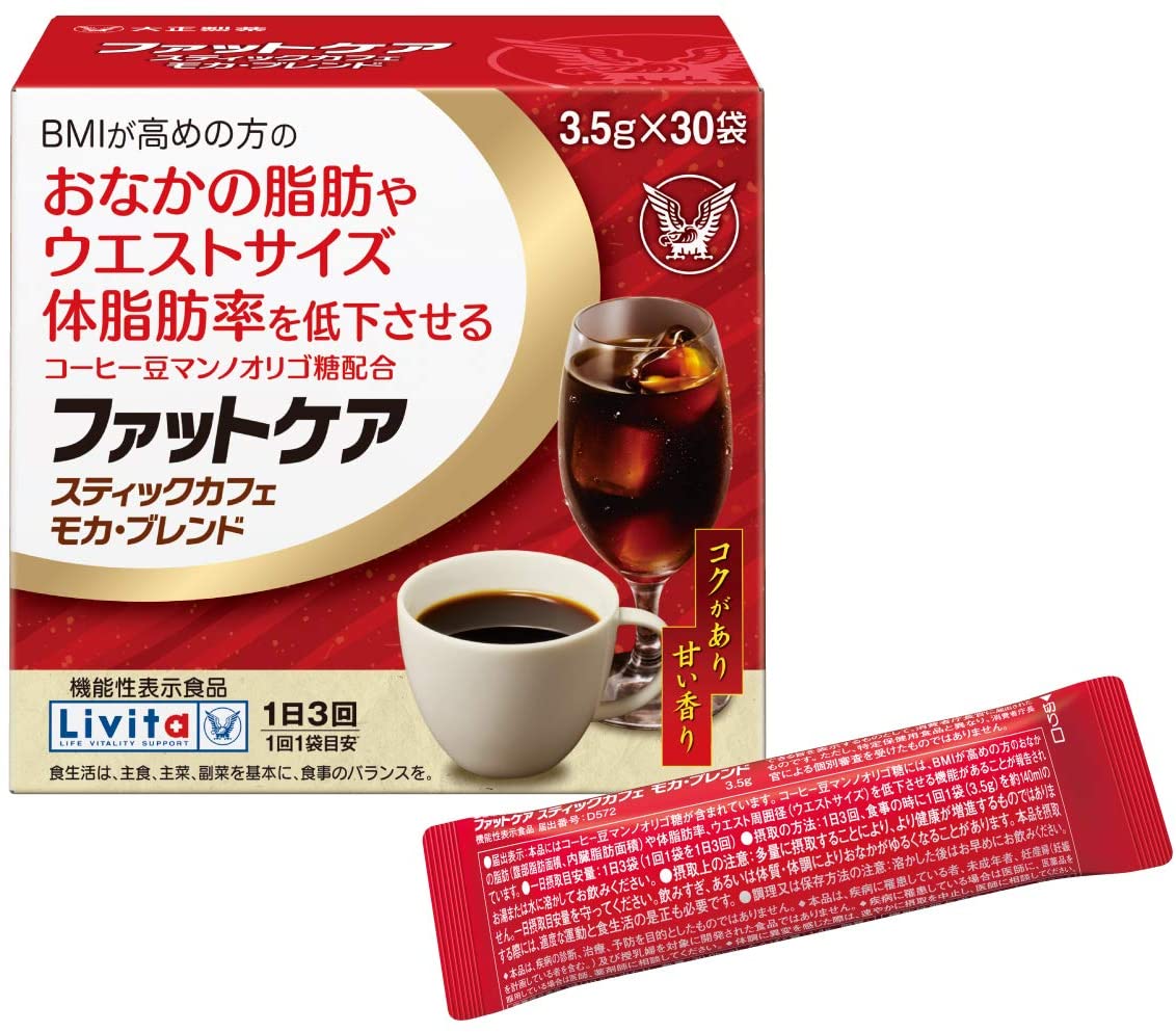 Кофе для похудения Taisho Livita Fat Care Stick Cafe Moca Blend, 3,5 г × 30 шт