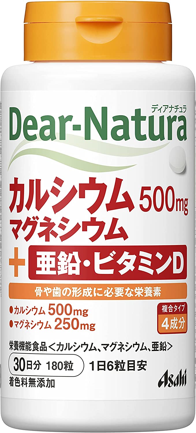 Комплекс микроэлементов Asahi Dear-Natura Calcium+Magnesium+Zinc+Vitamin D, 180 шт