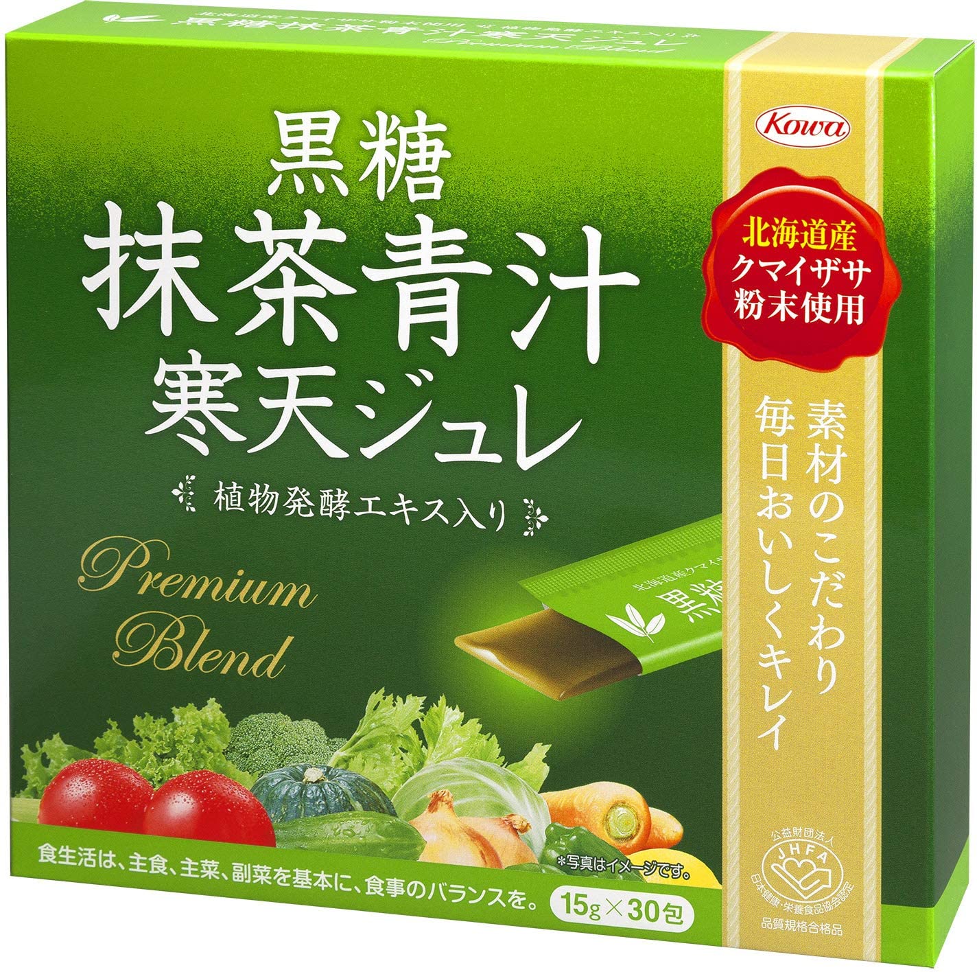 Желейный аодзиру Kowa Brown Sugar Matcha Aojiru Agar Jule Premiym blend, 30 шт