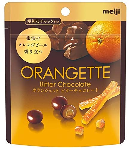 Шоколадное драже с апельсиновыми цукатами Meiji jet pouch Orangette, 49 гр