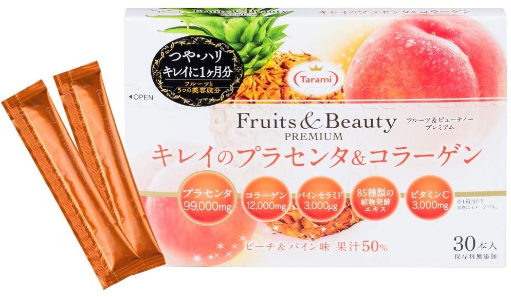 Витаминное желе для красоты кожи с плацентой и коллагеном Fruits ＆ Beauty Premium Tarami, 30 шт