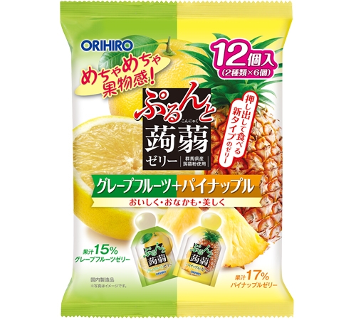 Желе из конняку со вкусом грейпфрута и ананаса Orihiro Jelly Grapefruit & Pineapple, 20 гр х 12 шт