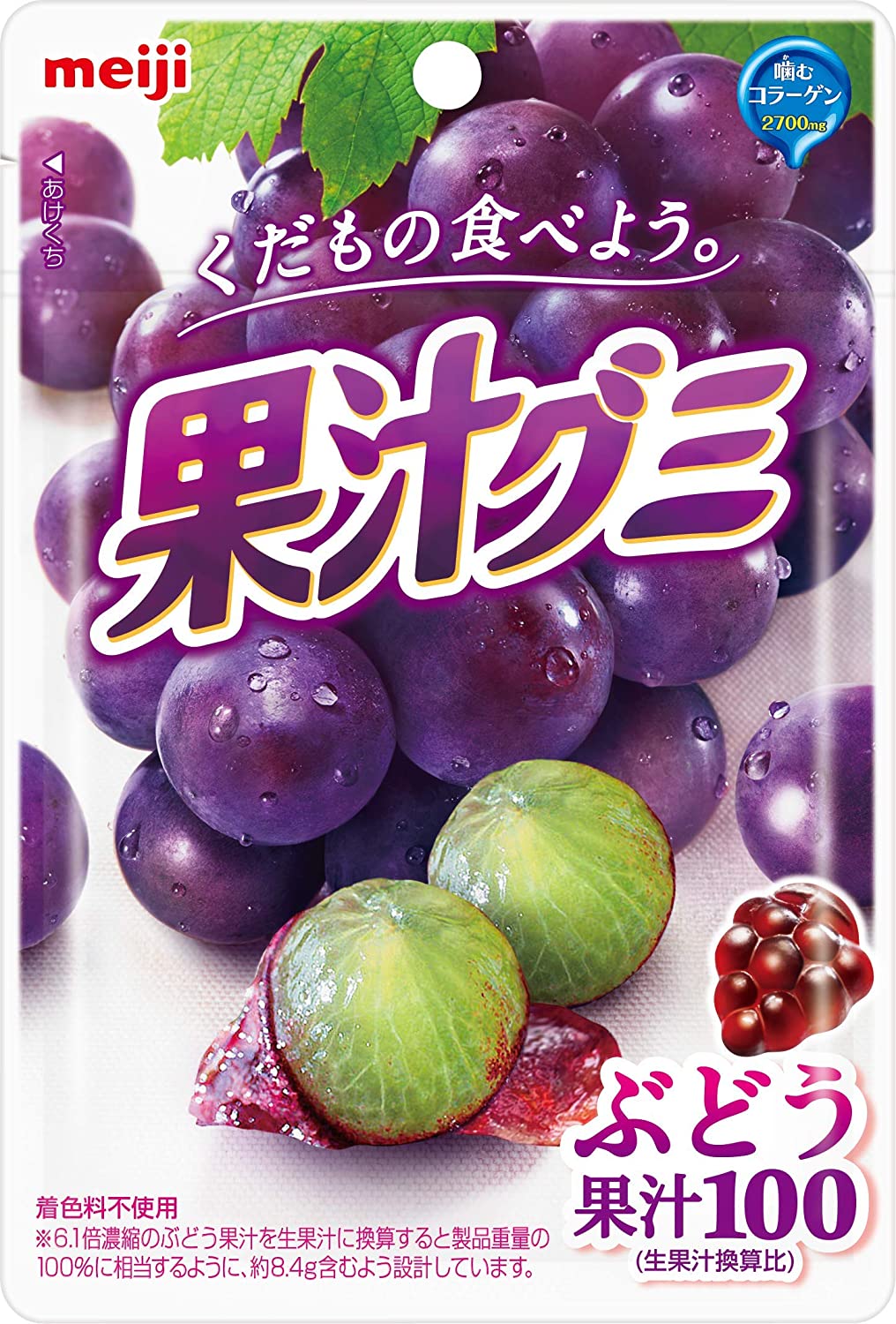 Желейные конфеты с коллагеном Fruit juice Gumi со вкусом винограда Meiji, 51 гр