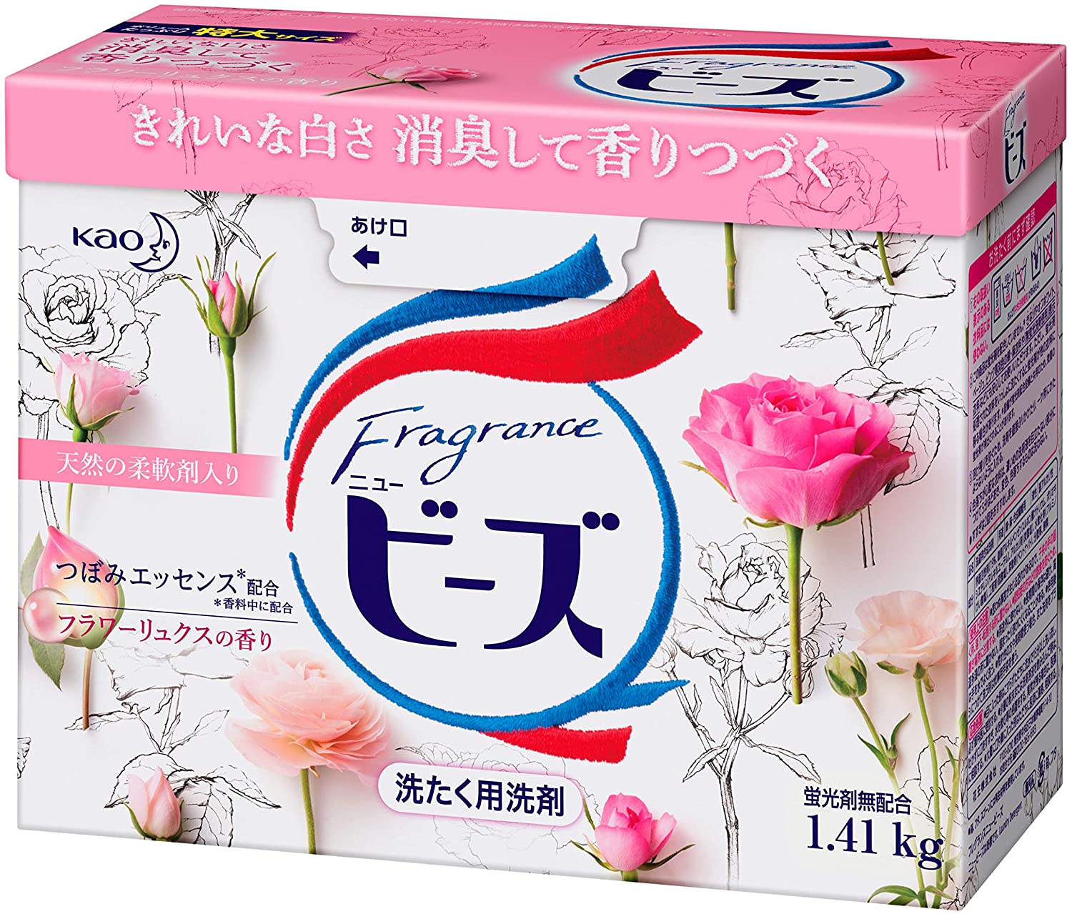 Стиральный порошок с ароматом розы Fragrance New Beads Detergent Powder Kao, 1,4 кг