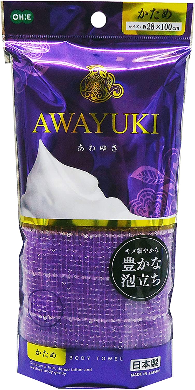 Массажная мочалка жесткая, фиолетовая Awayuki Ohe, 28Х100см