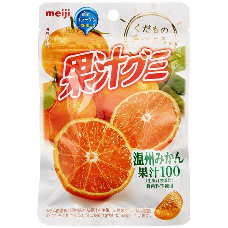 Желейные конфеты с коллагеном Meiji Fruit juice Gumi со вкусом апельсина