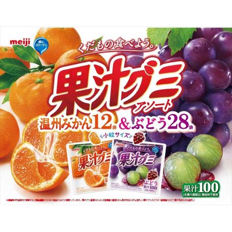 Жевательные конфеты со вкусом винограда и мандарина Meiji Fruit Juice Gummy